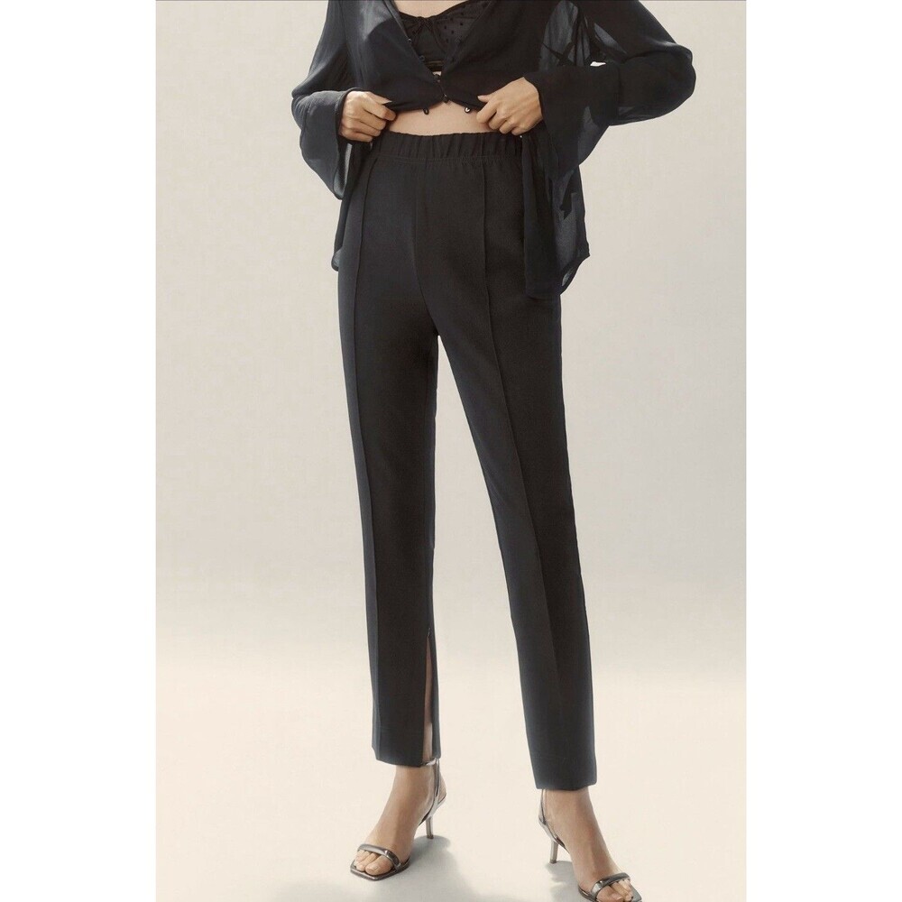 Anthropologie Leggings Trousers Size XL Women’s Black Inner Ankle Zip Seamed